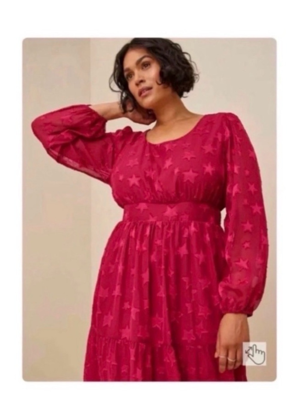 TORRID Magenta Star Print Embroidered Midi Dress - Picture 4 of 9